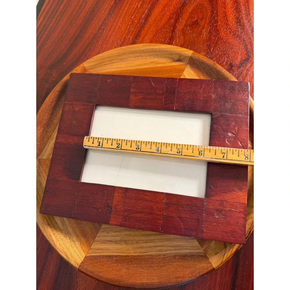 Rare Woods Tiled Mosaic Wood Picture Frame 4x6 Red Brown Tabletop Wall Decor
